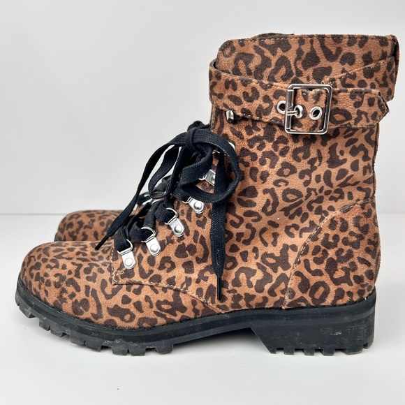 Abound animal print military boot, 9, thick fabric upper, Streetwear Grunge Moto - Picture 1 of 8